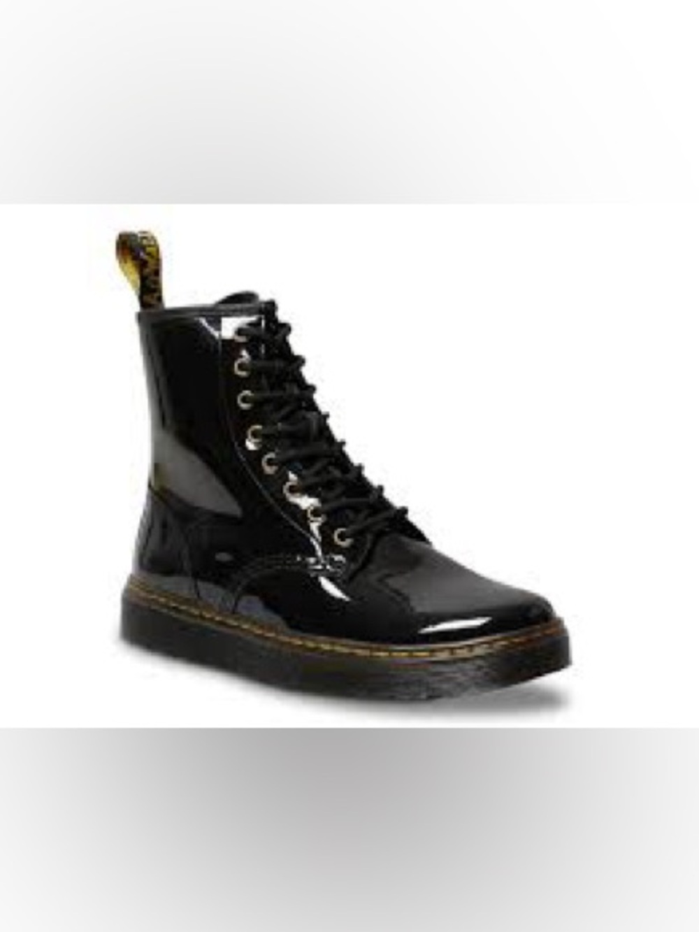 Dr. Martens Black Patent Lace-Up Combat Boots